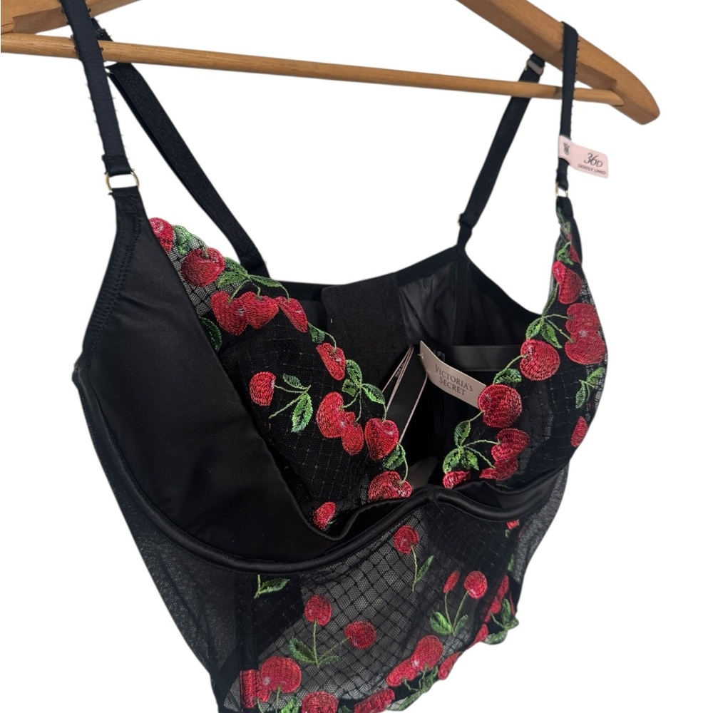 Victoria's Secret Black Bra with Cherry Embroidery
